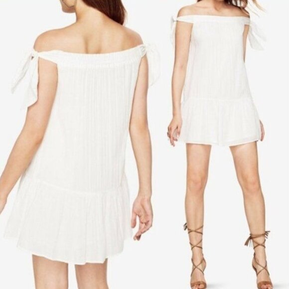 BCBGMaxAzria Dresses & Skirts - BCBGMaxAzria Beckie Dress XXS White Mini Off Shoulder Summer Resort Beach Gauzy